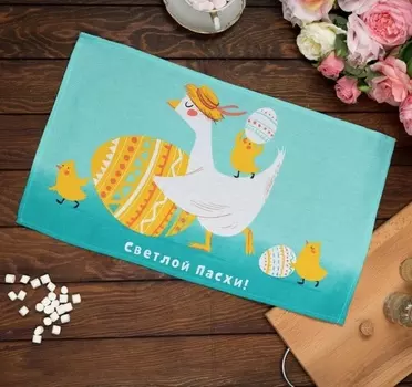 Полотенце кухонное «Светлой пасхи» Утёнок 35 60 см цвет: голубой