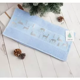 Полотенце махровое "Олени" 50х90 см Голубое