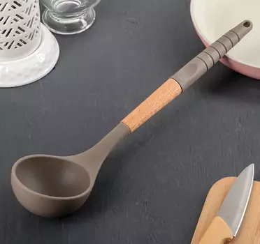 Половник силиконовый с деревянной ручкой 33 см