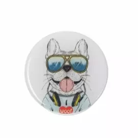Попсокет держатель для телефона на палец белый Пёс в очках
