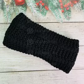 Повязка чалма на голову вязаная цвет: чёрный