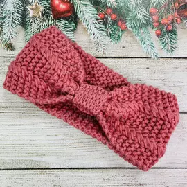 Повязка чалма на голову вязаная цвет: розовый