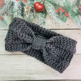 Повязка чалма на голову вязаная цвет: серый