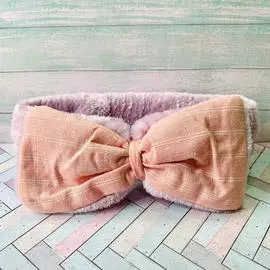 Повязка для умывания Бантик флис лиловый