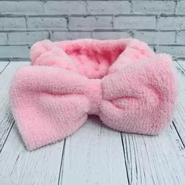 Повязка для умывания микрофибра Бантик Розовая