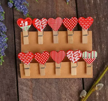 Прищепки декоративные «Сердечки» набор 10 шт.