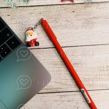 Ручка с красным Дедом Морозом сувениром шариковая на масляной основе