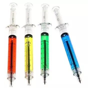 Ручка Шприц шариковая с жидкостью 4 штуки