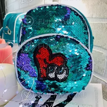 Рюкзак-сумка детский бирюзовый Трансформер с нашивкой в пайетках Бирюзовый-Лиловый