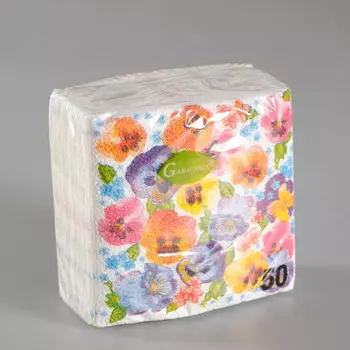 Салфетки бумажные, многоцветие "Анютины глазки" 50 л