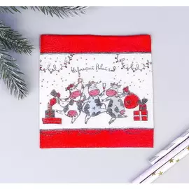 Салфетки бумажные Весёлые бурёнки, 24*24 см, однослойные, набор 50 шт.