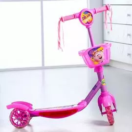 Самокат Смешарики "Ой, как здорово!" музыка, свет, три колеса PVC, с корзиной