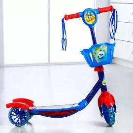 Самокат Смешарики "В движении сила!" музыка, свет, три колеса PVC, с корзиной