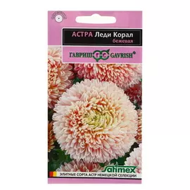 Семена цветов Астра Леди Корал бежевая, однолетняя, серия Эксклюзив, 5 упаковок