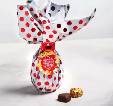 Шоколадные конфеты в яйце «Счастливой Пасхи», 225 г В горошек