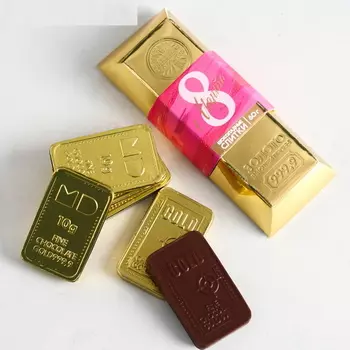 Шоколадные слитки "золото" 8 Марта, 6 шт.