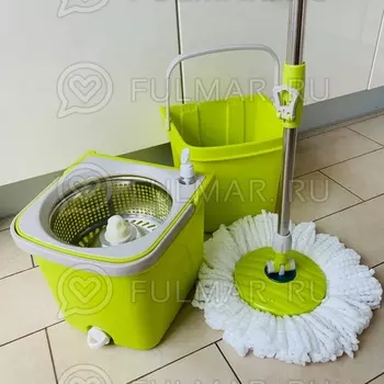 Швабра и двойное ведро для отжима и полоскания Split Bucket Spin Mop Салатовый