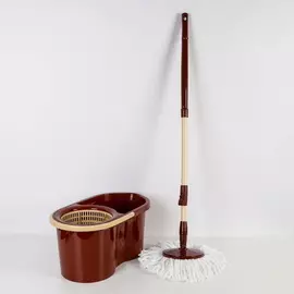 Швабра и ведро с системой полоскания и отжима 14 л Коричневый