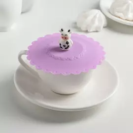 Силиконовая крышка-присоска для кружки "Корова" 11 см