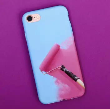 Силиконовый Чехол для телефона iPhone 7 «Раскрась», soft touch цвет: голубой-розовый