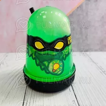 Слайм-лизун Slime Ninja надувающийся, с трубочкой, цвет: Салатовый светится в темноте