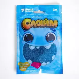 Слайм с ярко-синими блёстками, 100 г в дой-паке