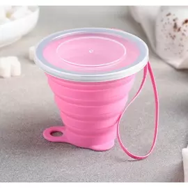 Стакан силиконовый складной с крышкой 200 мл Фиолетовый