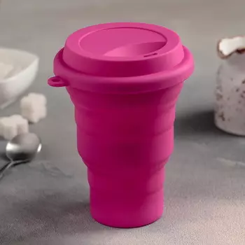 Стакан складной силиконовый с крышкой 470 мл