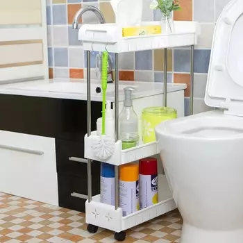 Стеллаж этажерка напольная выдвижная складная 4 полки 93*43*17 см