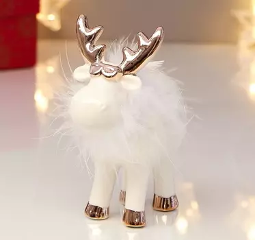 Сувенир керамика "Олешка с пуховым ожерельем в очках", 12,5х5,8х10 см