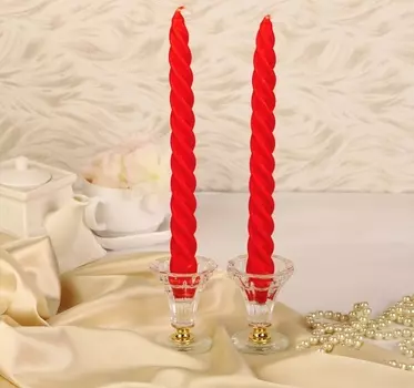 Свечи витые, 2,3х 24,5 см, красные 12 шт