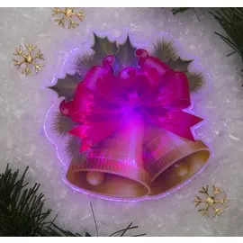 Световая картинка на магните "Колокольчик"(батарейки в комплекте), оптоволокно, 1 LED, RGB