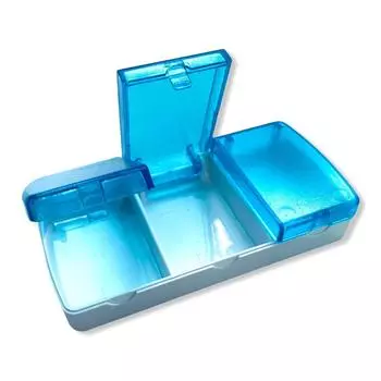 Таблетница контейнер для таблеток 3 секции Голубая
