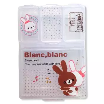 Таблетница контейнер для таблеток с рисунком 4 секции Белая