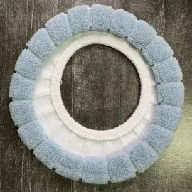 Теплый натяжной чехол на сиденье для унитаза на резинке Бело-Голубой