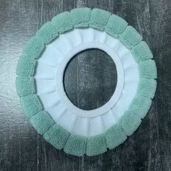 Теплый натяжной чехол на сиденье для унитаза на резинке Бело-Зеленый