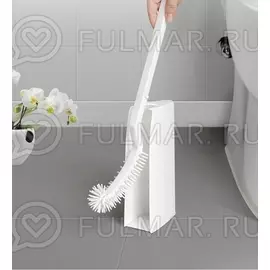 Туалетный ёршик для унитаза с силиконовыми ворсинками и напольным держателем Boomjoy Белый