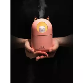 Увлажнитель воздуха диффузор 300 мл и светильник USB ночник 2 в 1 Котик Розовый