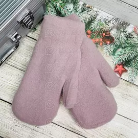 Варежки женские зимние пушистые "Чебурашка" цвет: розовые облака