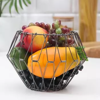 Ваза для фруктов раскладная, 29*29*4,5 см, цвет графит