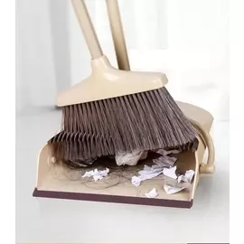 Веник для подметания с совком на ручке Бежевый