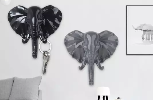 Вешалка-крючок Слон, цвет: Чёрный