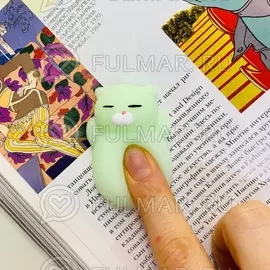 Зелёный Котик сквиши-мялка игрушка антистресс