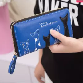 Женский кошелёк Кошки цвет: Синий 20х9,5х2,5 см