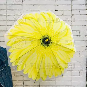 Зонт-трость детский полуавтоматический "Жёлтый Цветок" со свистком