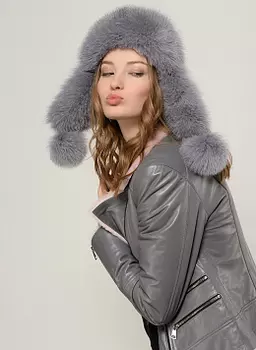 Ушанка из песца 01 с утеплителем, КАЛЯЕВ