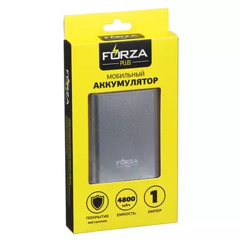 Аккумулятор мобильный FORZA 4800-6000 мАч, 1А, металлик