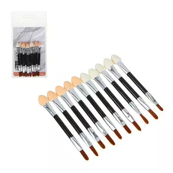 Аппликатор двухсторонний со спонжем и кистью ЮниLook, 10 шт, ворс нейлон, 7,5 см