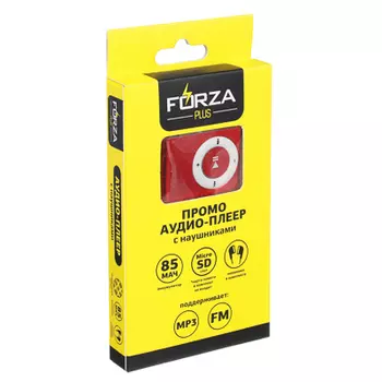 Аудиоплеер FORZA micro-SD, WAV, WMA, MP3, 85мАч, 3.5мм USB 2.0/1.1, металл, науш 60см, FM