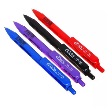 Авторучка шариковая синяя "Альфа", цв.корпус с тонир.вставками, 0,7мм, 4 цв.корпуса, пластик